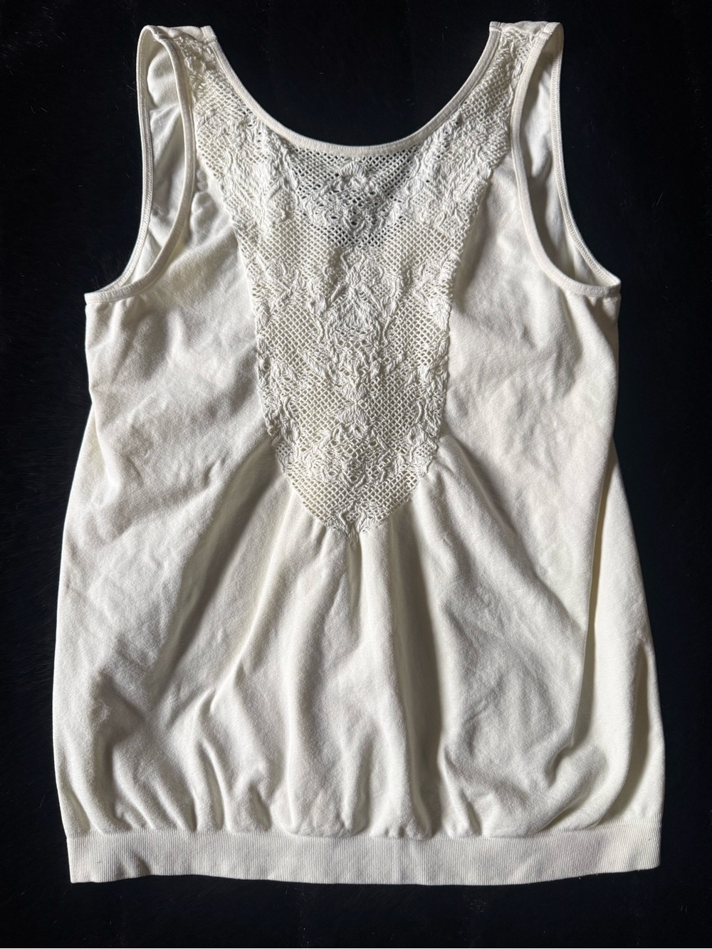 BKE Cream Crochet-Front Tank Top - Size M/L